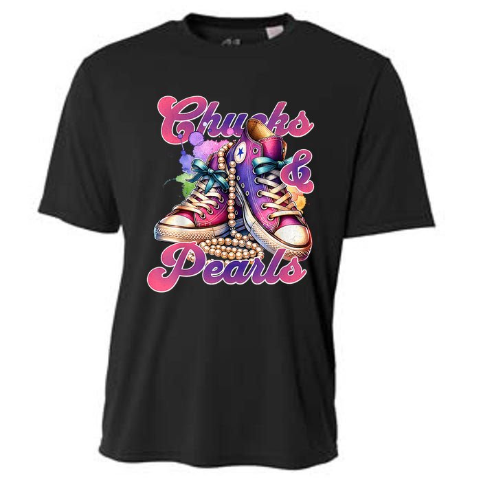 Chucks And Pearls 2024 Funny Kamala Harris 2024 Election Cooling Performance Crew T-Shirt