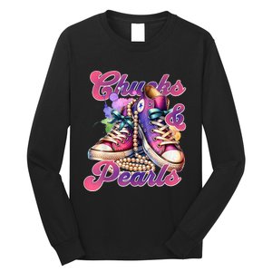 Chucks And Pearls 2024 Funny Kamala Harris 2024 Election Long Sleeve Shirt