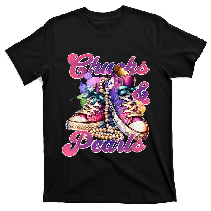 Chucks And Pearls 2024 Funny Kamala Harris 2024 Election T-Shirt