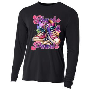 Chucks And Pearls 2024 Funny Kamala Harris 2024 Election Cooling Performance Long Sleeve Crew