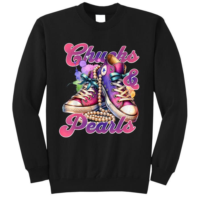 Chucks And Pearls 2024 Funny Kamala Harris 2024 Election Tall Sweatshirt