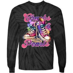 Chucks And Pearls 2024 Funny Kamala Harris 2024 Election Tie-Dye Long Sleeve Shirt