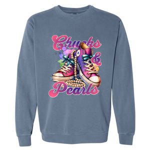 Chucks And Pearls 2024 Funny Kamala Harris 2024 Election Garment-Dyed Sweatshirt