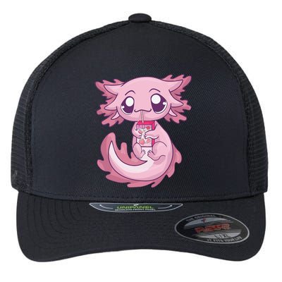 Cute Axolotl Pastel Goth Kawaii Anime Strawberry Milk Flexfit Unipanel Trucker Cap