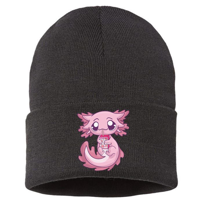 Cute Axolotl Pastel Goth Kawaii Anime Strawberry Milk Sustainable Knit Beanie