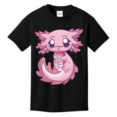 Cute Axolotl Pastel Goth Kawaii Anime Strawberry Milk Kids T-Shirt