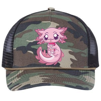 Cute Axolotl Pastel Goth Kawaii Anime Strawberry Milk Retro Rope Trucker Hat Cap