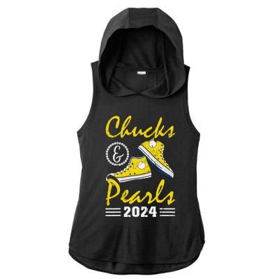 Chucks And Pearls Kamala Harris 2024 Usa Election 2024 Ladies PosiCharge Tri-Blend Wicking Draft Hoodie Tank