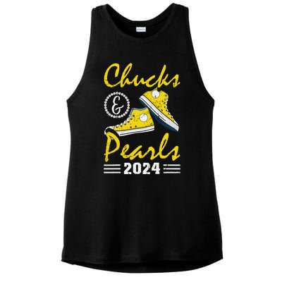 Chucks And Pearls Kamala Harris 2024 Usa Election 2024 Ladies PosiCharge Tri-Blend Wicking Tank