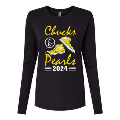 Chucks And Pearls Kamala Harris 2024 Usa Election 2024 Womens Cotton Relaxed Long Sleeve T-Shirt