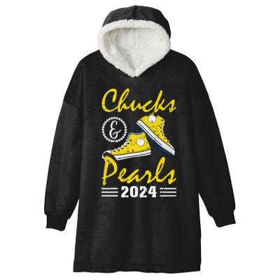 Chucks And Pearls Kamala Harris 2024 Usa Election 2024 Hooded Wearable Blanket