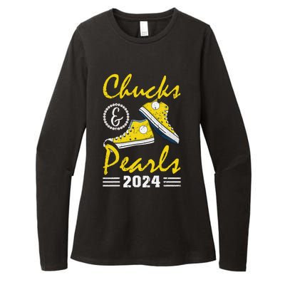 Chucks And Pearls Kamala Harris 2024 Usa Election 2024 Womens CVC Long Sleeve Shirt