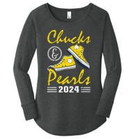 Chucks And Pearls Kamala Harris 2024 Usa Election 2024 Women's Perfect Tri Tunic Long Sleeve Shirt