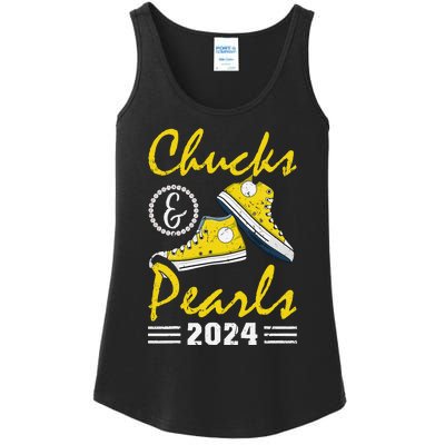 Chucks And Pearls Kamala Harris 2024 Usa Election 2024 Ladies Essential Tank