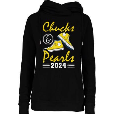 Chucks And Pearls Kamala Harris 2024 Usa Election 2024 Womens Funnel Neck Pullover Hood