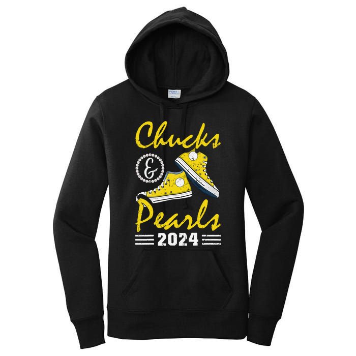 Chucks And Pearls Kamala Harris 2024 Usa Election 2024 Women's Pullover Hoodie