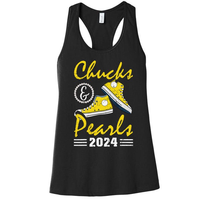 Chucks And Pearls Kamala Harris 2024 Usa Election 2024 Women's Racerback Tank