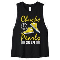 Chucks And Pearls Kamala Harris 2024 Usa Election 2024 Women's Racerback Cropped Tank