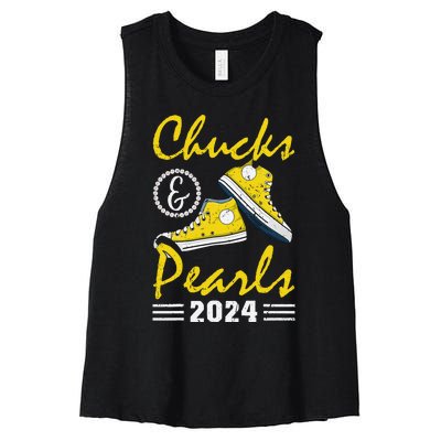 Chucks And Pearls Kamala Harris 2024 Usa Election 2024 Women's Racerback Cropped Tank