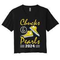 Chucks And Pearls Kamala Harris 2024 Usa Election 2024 Women's Crop Top Tee