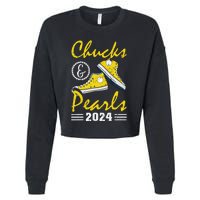 Chucks And Pearls Kamala Harris 2024 Usa Election 2024 Cropped Pullover Crew