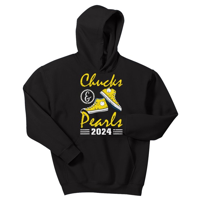 Chucks And Pearls Kamala Harris 2024 Usa Election 2024 Kids Hoodie