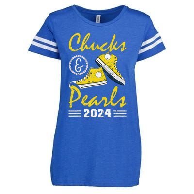 Chucks And Pearls Kamala Harris 2024 Usa Election 2024 Enza Ladies Jersey Football T-Shirt