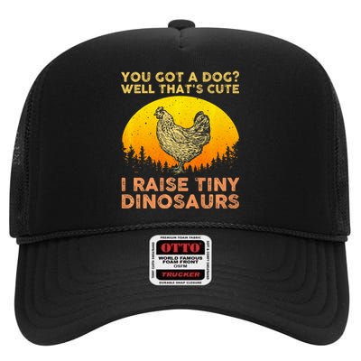 Chicken Art Poultry Chicken Farmer Funny Tiny Dinosaurs High Crown Mesh Back Trucker Hat