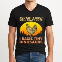 Chicken Art Poultry Chicken Farmer Funny Tiny Dinosaurs V-Neck T-Shirt