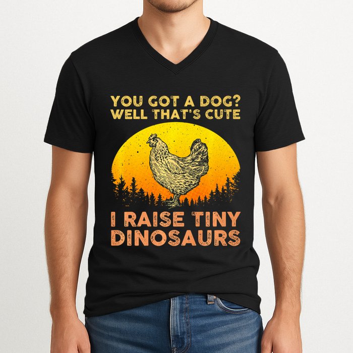 Chicken Art Poultry Chicken Farmer Funny Tiny Dinosaurs V-Neck T-Shirt