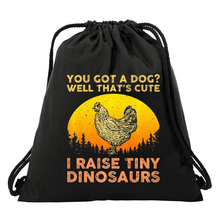 Chicken Art Poultry Chicken Farmer Funny Tiny Dinosaurs Drawstring Bag