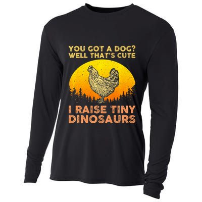 Chicken Art Poultry Chicken Farmer Funny Tiny Dinosaurs Cooling Performance Long Sleeve Crew