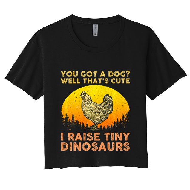 Chicken Art Poultry Chicken Farmer Funny Tiny Dinosaurs Crop Top