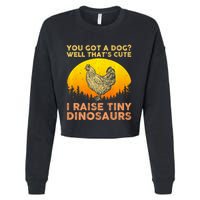 Chicken Art Poultry Chicken Farmer Funny Tiny Dinosaurs Cropped Pullover Crew