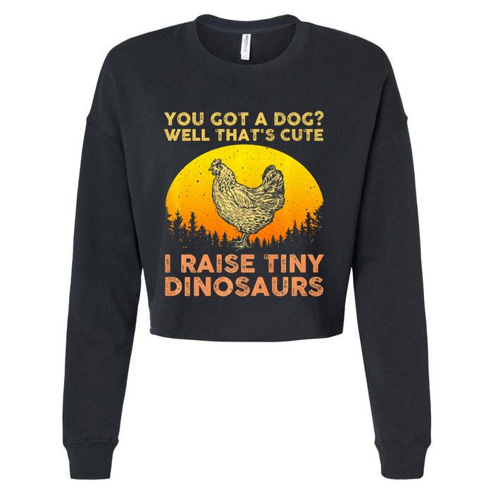 Chicken Art Poultry Chicken Farmer Funny Tiny Dinosaurs Cropped Pullover Crew