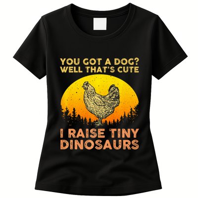 Chicken Art Poultry Chicken Farmer Funny Tiny Dinosaurs Womens T-Shirt