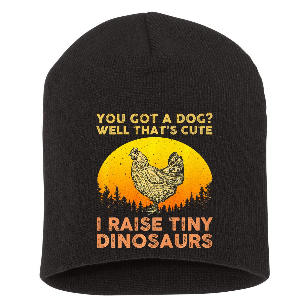 Chicken Art Poultry Chicken Farmer Funny Tiny Dinosaurs Short Acrylic Beanie