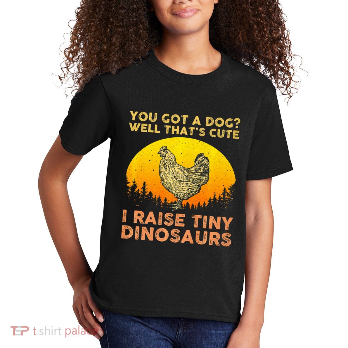 Chicken Art Poultry Chicken Farmer Funny Tiny Dinosaurs Kids T-Shirt
