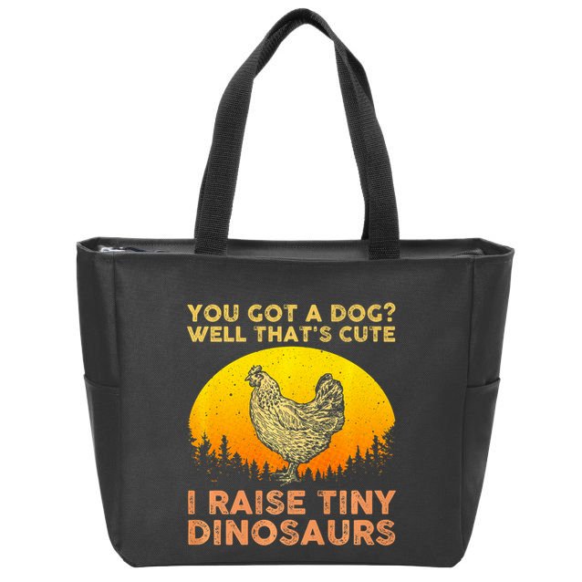 Chicken Art Poultry Chicken Farmer Funny Tiny Dinosaurs Zip Tote Bag