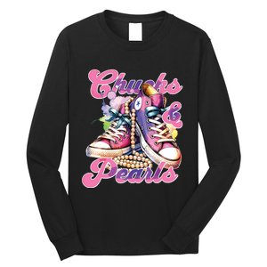 Chucks And Pearls 2024 Funny Kamala Harris 2024 Election Long Sleeve Shirt