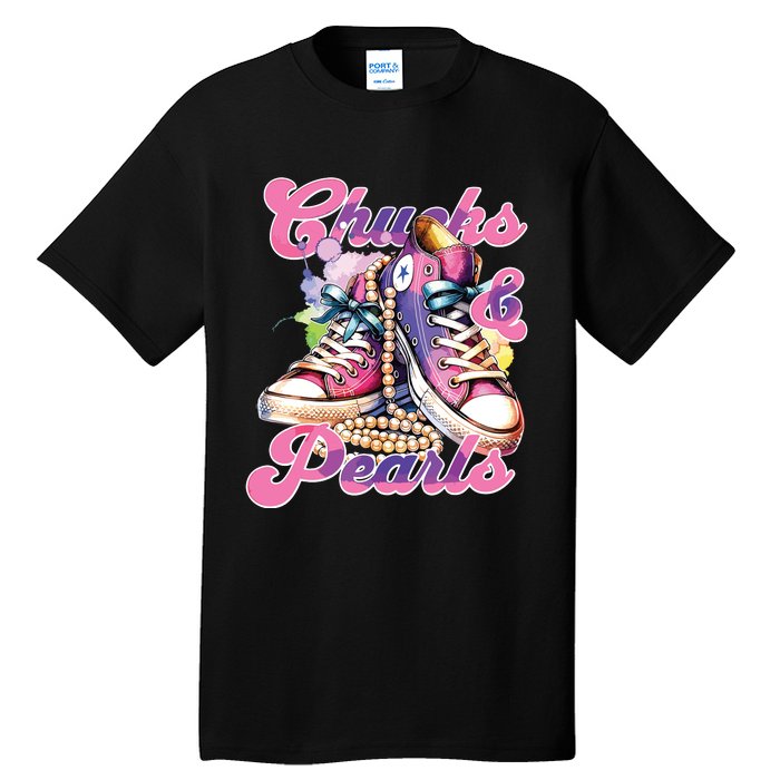 Chucks And Pearls 2024 Funny Kamala Harris 2024 Election Tall T-Shirt