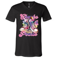 Chucks And Pearls 2024 Funny Kamala Harris 2024 Election V-Neck T-Shirt