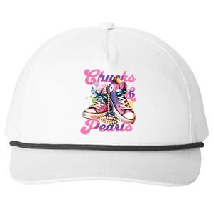 Chucks And Pearls 2024 Funny Kamala Harris 2024 Election Snapback Five-Panel Rope Hat