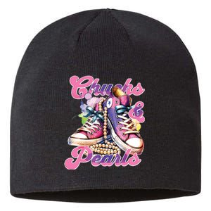 Chucks And Pearls 2024 Funny Kamala Harris 2024 Election Sustainable Beanie