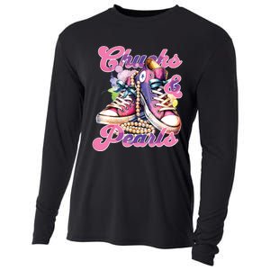 Chucks And Pearls 2024 Funny Kamala Harris 2024 Election Cooling Performance Long Sleeve Crew