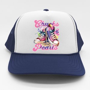 Chucks And Pearls 2024 Funny Kamala Harris 2024 Election Trucker Hat