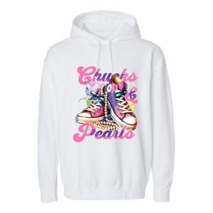 Chucks And Pearls 2024 Funny Kamala Harris 2024 Election Garment-Dyed Fleece Hoodie