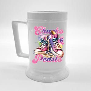 Chucks And Pearls 2024 Funny Kamala Harris 2024 Election Beer Stein