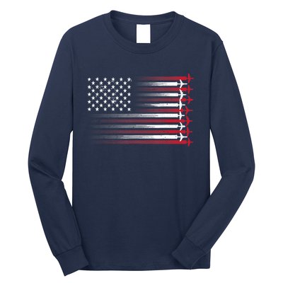 Cute Airplane Pilot Art For Aviation 4th Of July Long Sleeve Shirt