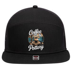 Coffee And Pottery Lover Ceramic Artist 7 Panel Mesh Trucker Snapback Hat